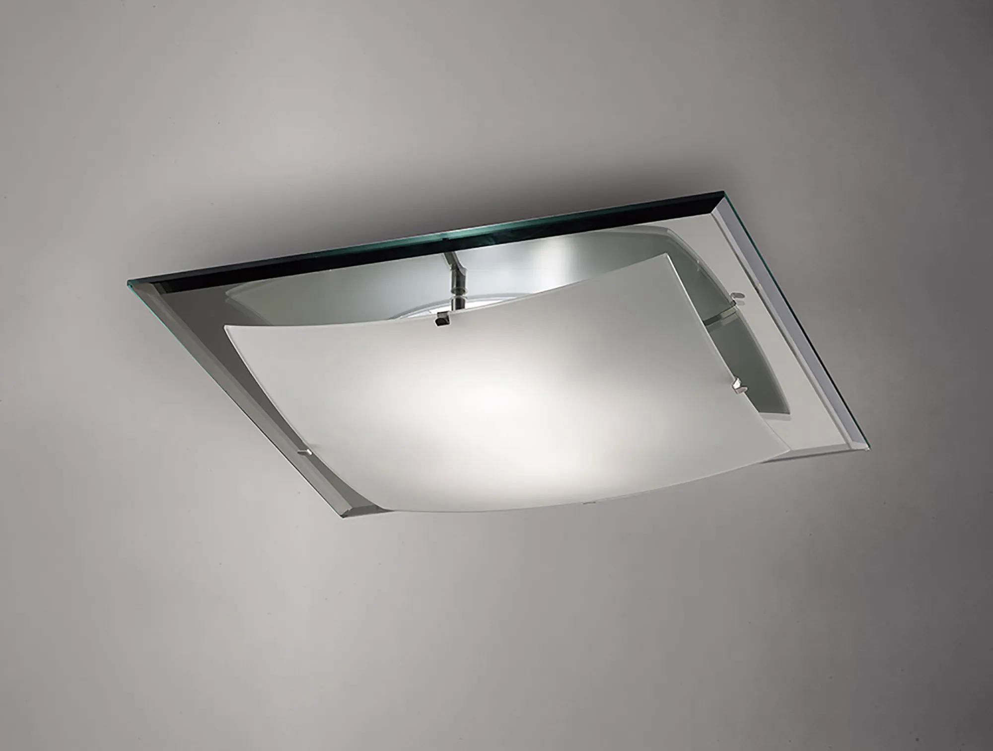Brooklyn Glass Round Flush Ceiling 42cm 3 Light Polished Chrome D0016  Deco Brooklyn